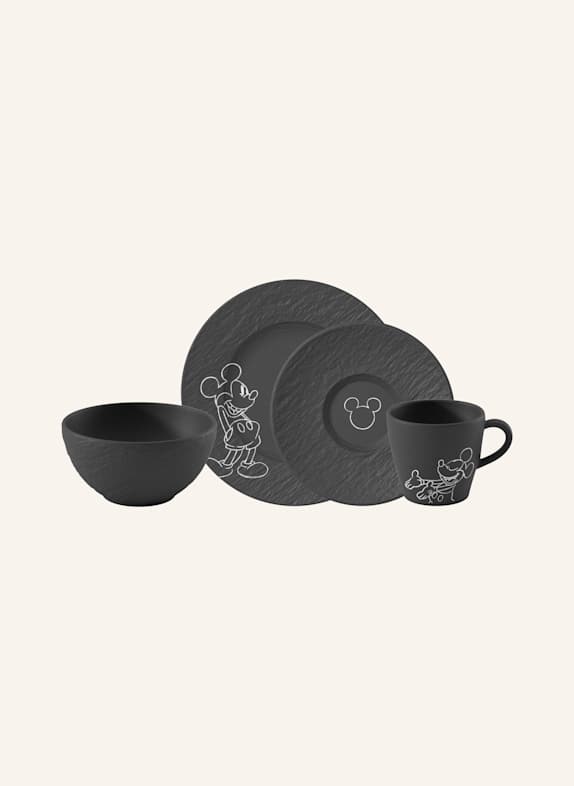 Villeroy & Boch Frühstücks-Set, 4-teilig MANUFACTURE ROCK - MICKEY MOUSE SCHWARZ