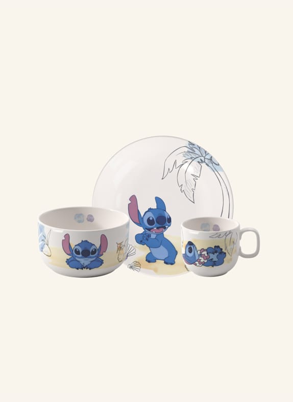 Villeroy & Boch Kindergeschirr Set 3tlg. DISNEY STITCH GELB/ GRÜN/ BLAU/ ROT