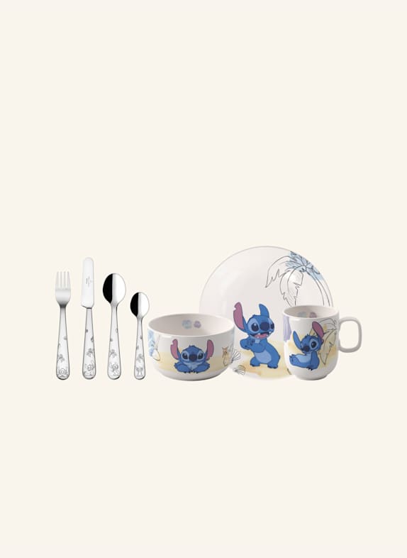 Villeroy & Boch Kindergeschirr Set 7tlg. DISNEY STITCH GELB/ GRÜN/ BLAU/ ROT