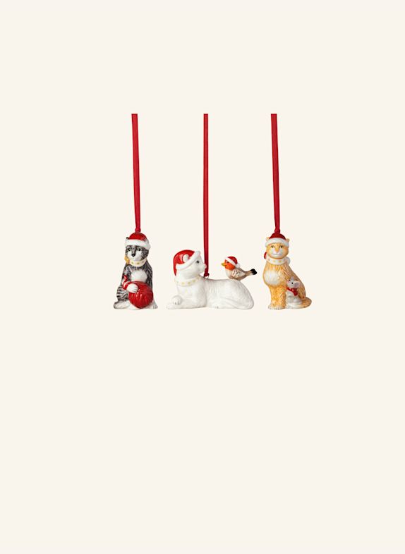 Villeroy & Boch Ornamente Katzen, 3-teilig NOSTALGIC ORNAMENTS GELB / GRÜN / BLAU