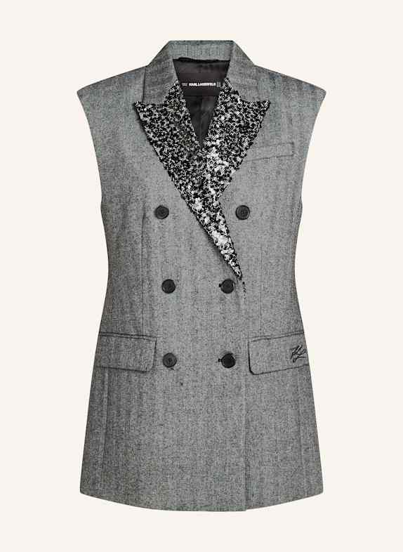 KARL LAGERFELD Weste GRAU/ SCHWARZ