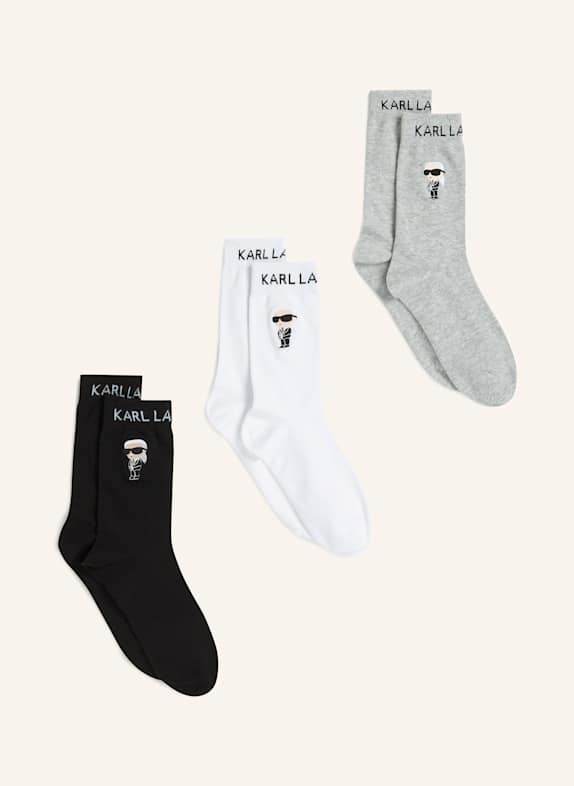 KARL LAGERFELD Socken SCHWARZ/ GRAU/ WEISS