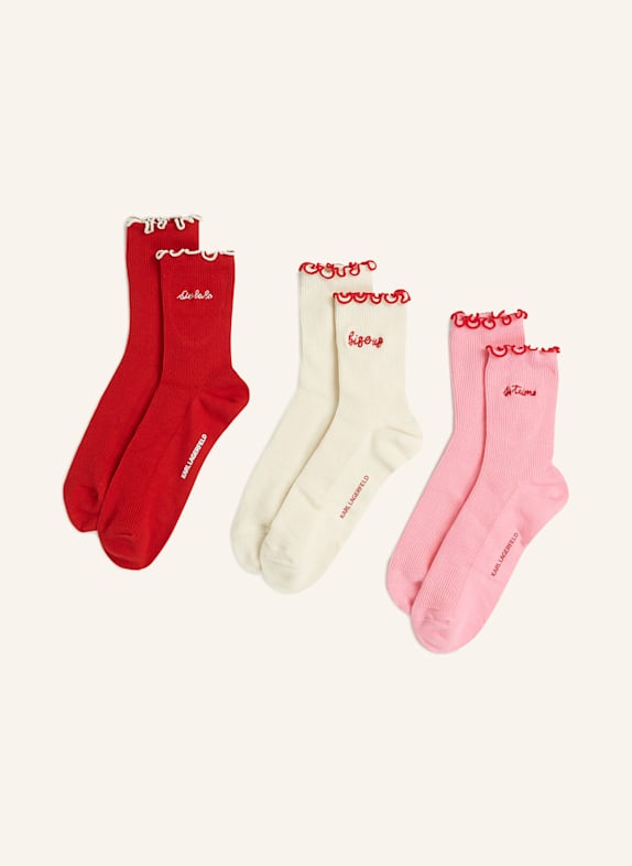 KARL LAGERFELD Socken BEIGE/ ROT/ ROSA