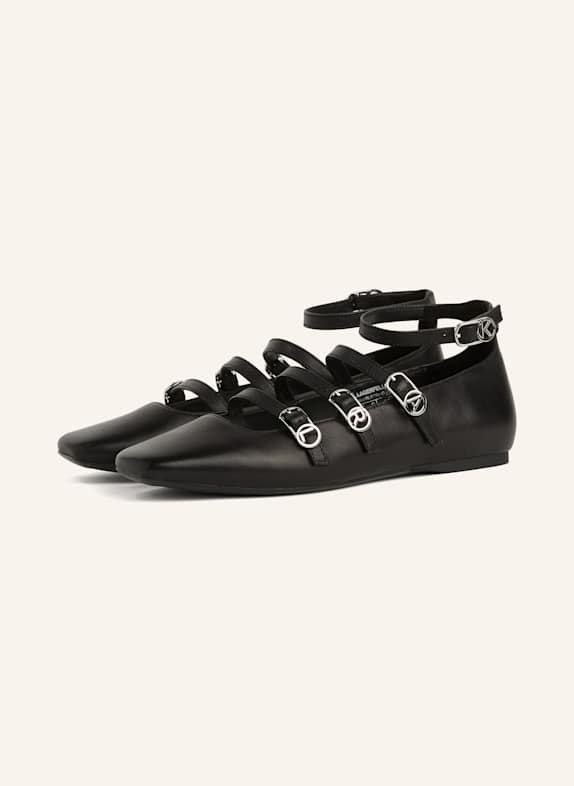 KARL LAGERFELD Flache Schuhe SCHWARZ/ SILBER