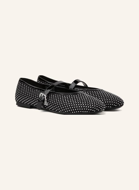 KARL LAGERFELD Flache Schuhe SCHWARZ/ SILBER
