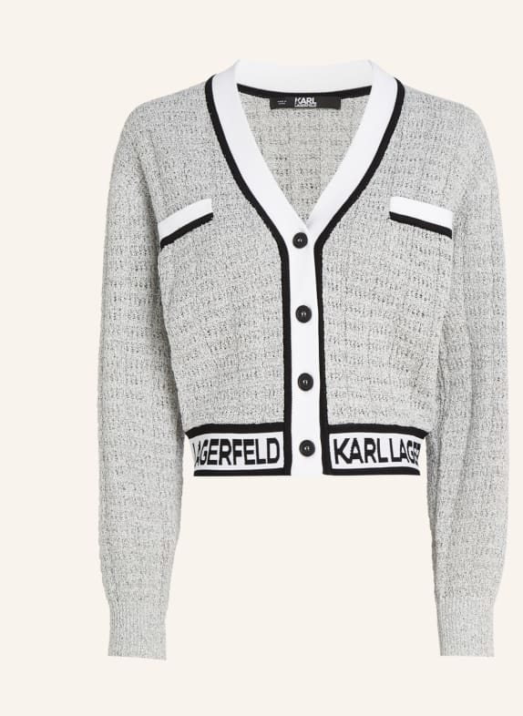 KARL LAGERFELD Strickjacke WEISS/ SCHWARZ