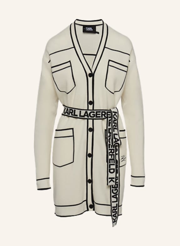 KARL LAGERFELD Strickjacke WEISS/ SCHWARZ