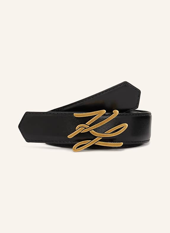 KARL LAGERFELD K/AUTOGRAPH MEDIUM BELT SCHWARZ/ GOLD