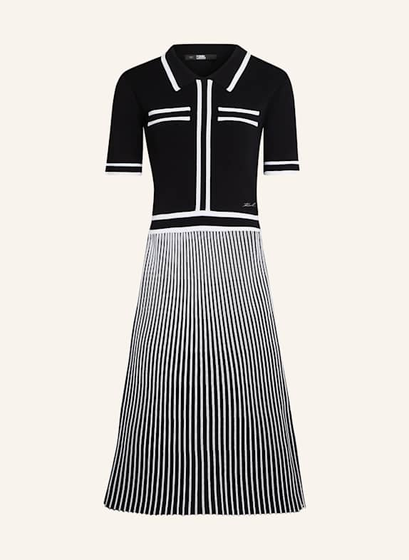 KARL LAGERFELD KARL ESSENTIAL PLISSIERTES STRICKKLEID SCHWARZ