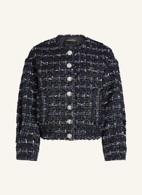 KARL LAGERFELD KARL ESSENTIAL BOMBERJACKE AUS BOUCLÉ DUNKELBLAU