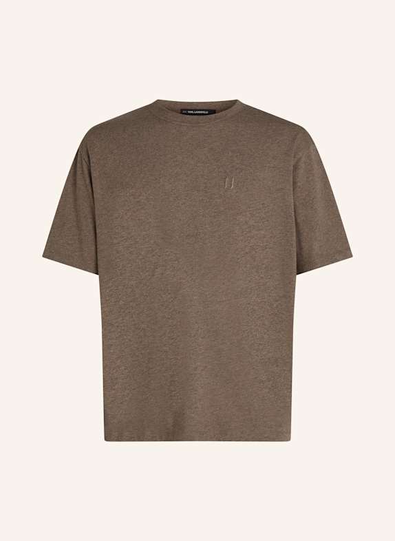 KARL LAGERFELD KL MONOGRAM T-SHIRT AUS WOLLMISCHUNG TAUPE