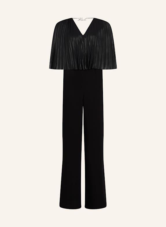 KARL LAGERFELD JUMPSUIT MIT PLISSIERTEM CAPE SCHWARZ