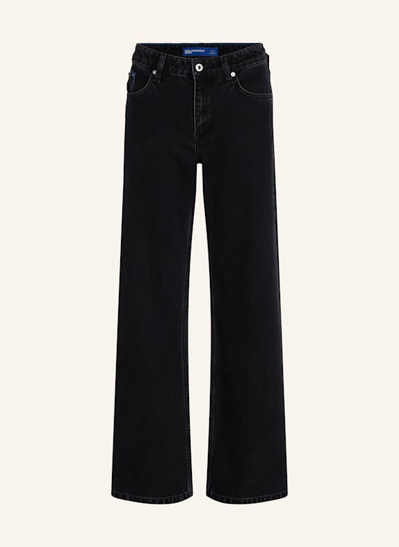 KARL LAGERFELD JEANS JEANS IN LÄSSIGER PASSFORM MIT MITTELHOHEM BUND SCHWARZ