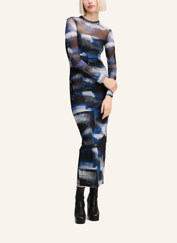 KARL LAGERFELD JEANS NETZKLEID MIT GLITCH-PRINT SCHWARZ