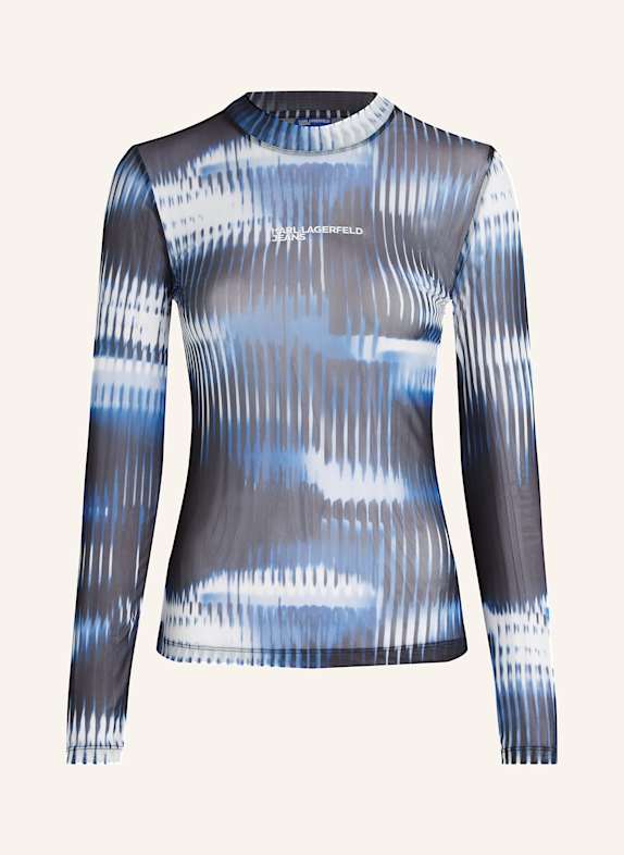 KARL LAGERFELD JEANS MESH-TOP MIT GLITCH-PRINT SCHWARZ