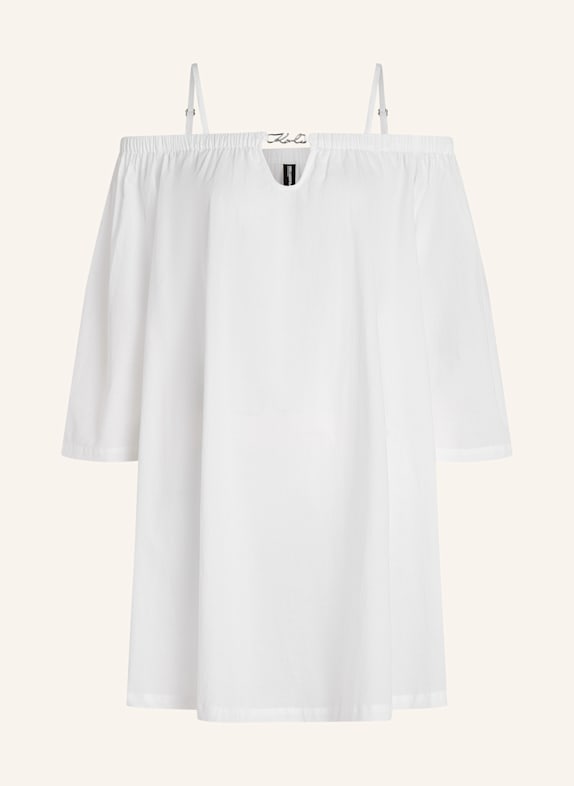 KARL LAGERFELD K/SIGNATURE OFF-SHOULDER BEACH DRESS WEISS