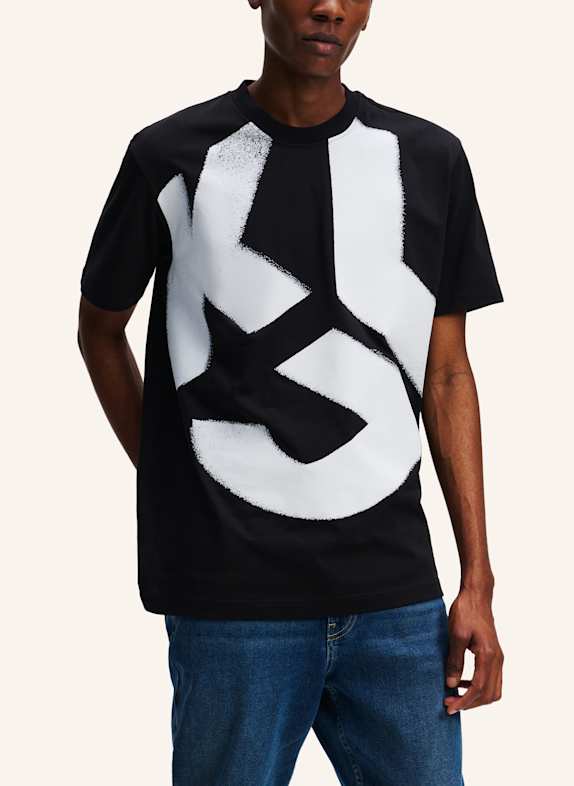 KARL LAGERFELD JEANS KLJ MONOGRAM BLEACHED T-SHIRT SCHWARZ