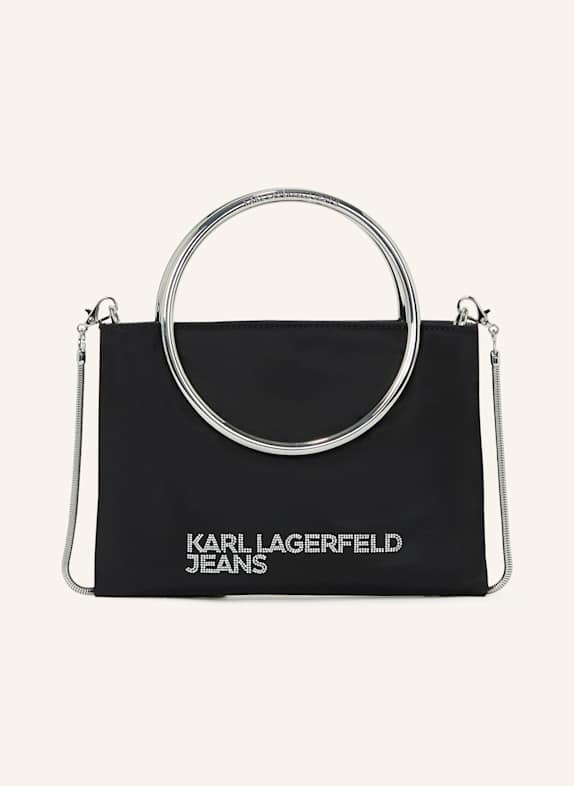 KARL LAGERFELD JEANS SATIN PARTY BAG SCHWARZ