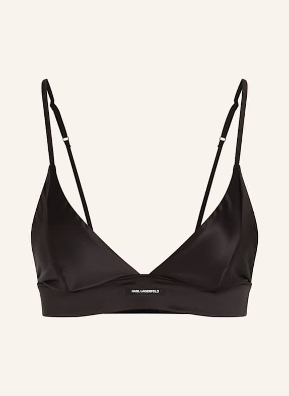 KARL LAGERFELD KARL LOGO SATIN TRIANGLE BRA SCHWARZ