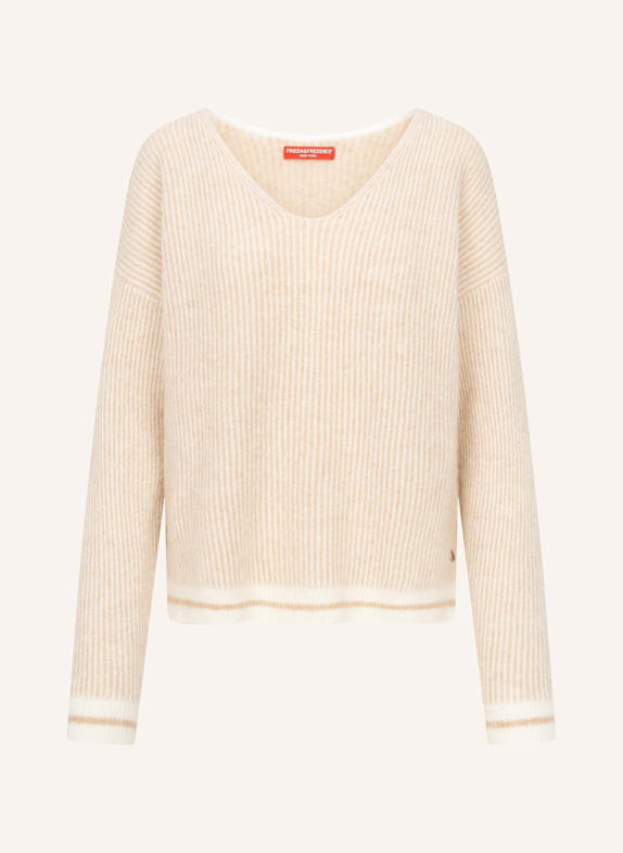 FRIEDA & FREDDIES Strickpullover mit V-Ausschnitt BEIGE