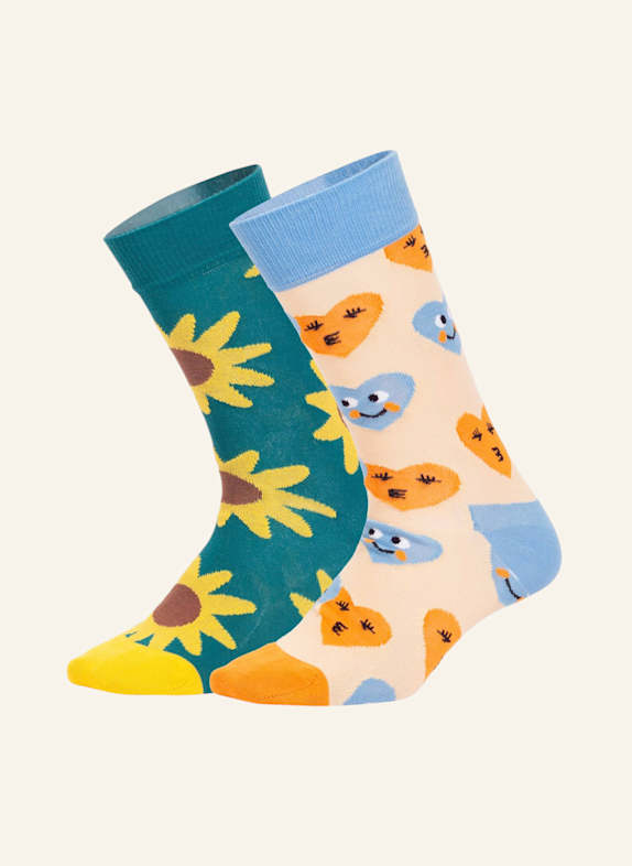 DillySocks Socken SUNFLOWER SMILES SCHWARZ/ WEISS/ ROT