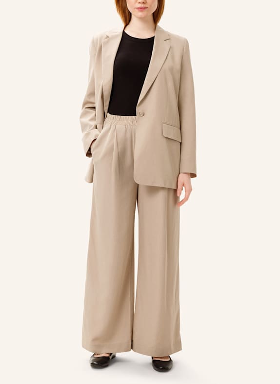 Les Lunes Lange Business Hose GEORGIA WIDE LEG PANTS LINEN BEIGE
