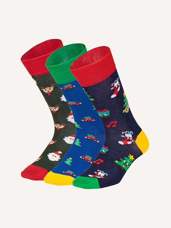DillySocks Socken WONDERFUL CHRISTMAS (3ER BOX) SCHWARZ/ WEISS/ ROT