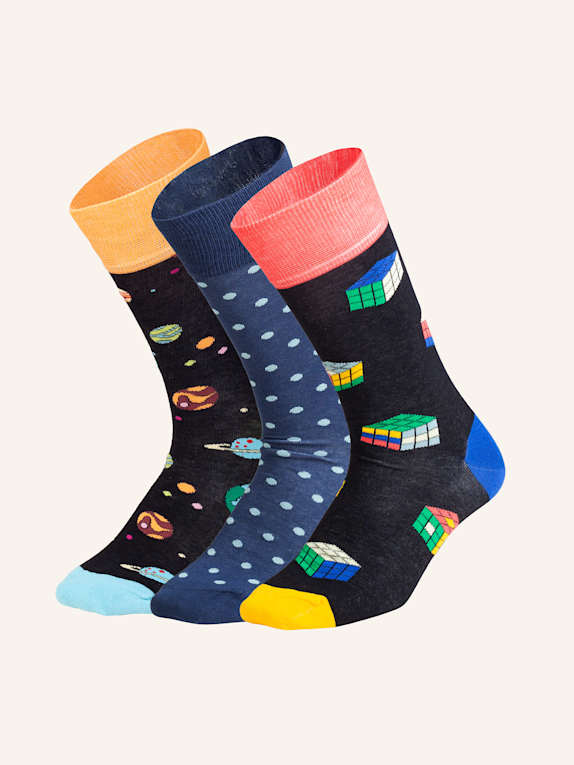 DillySocks Socken GALACTIC CUBES SCHWARZ/ WEISS/ ROT