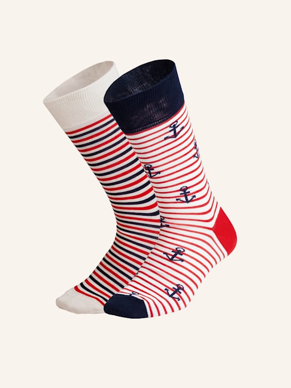 DillySocks Socken FRENCH RIVIERA SCHWARZ/ WEISS/ ROT