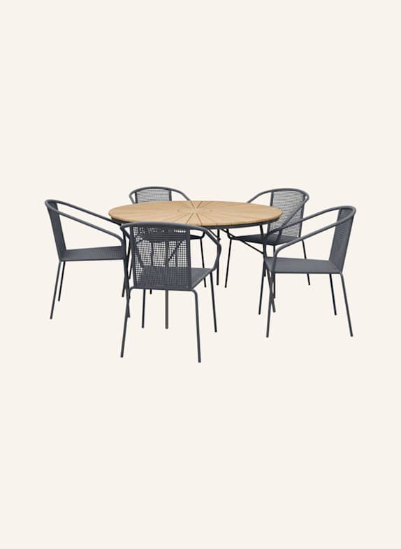 cinas Gartenmöbel-Set mit 1 Tisch, 5 Stühlen ELLEN/LUNO GRAU