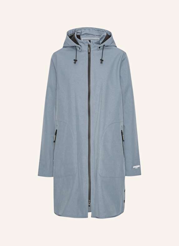 ILSE JACOBSEN Regenmantel mit abnehmbarer Kapuze BLAUGRAU/ BLAU