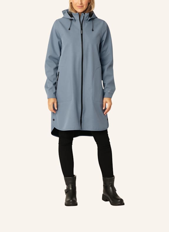 ILSE JACOBSEN Regenmantel mit abnehmbarer Kapuze BLAUGRAU