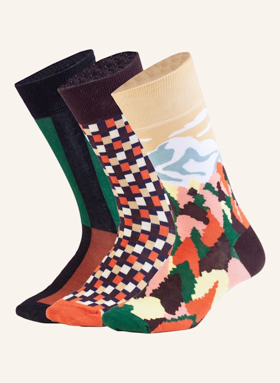 DillySocks Socken MOUNTAIN MOOD ORANGE / BLAU / BEIGE