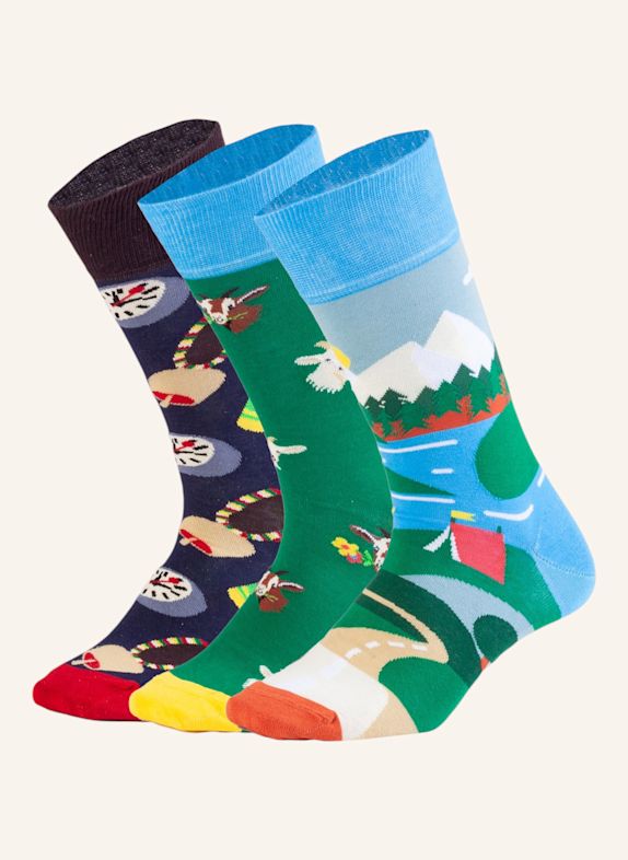 DillySocks Socken SWISS ALPS BLAU / GRÜN / DUNKELBLAU
