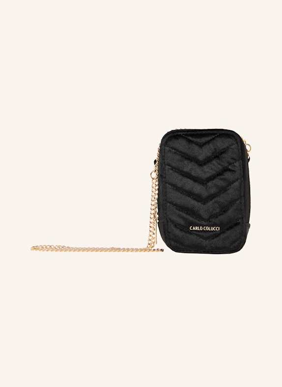 CARLO COLUCCI Samt Umhängetasche mit Kette DELLAVAJA SCHWARZ