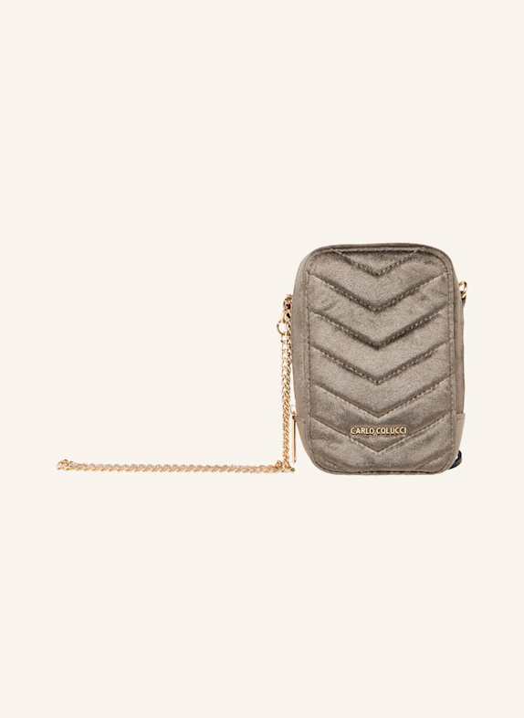 CARLO COLUCCI Samt Umhängetasche mit Kette DELLAVAJA TAUPE
