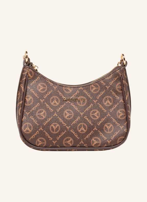 CARLO COLUCCI Schultertasche mit Logodruck DEL VECCHIO BRAUN