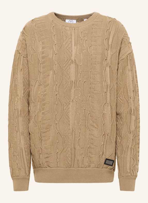 CARLO COLUCCI Strickpullover mit Stickerei DIMA BEIGE