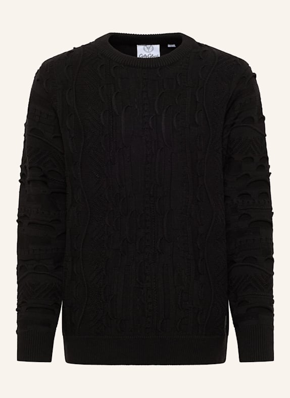 CARLO COLUCCI Unifarbener Strickpullover ESPOSINI SCHWARZ