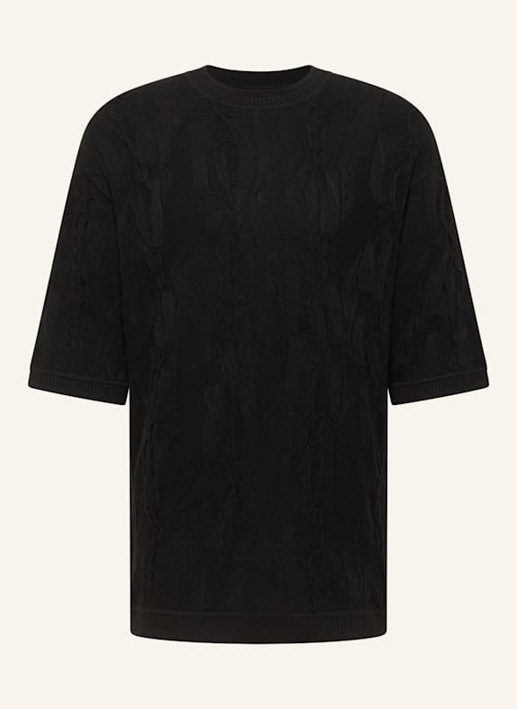 CARLO COLUCCI 3D Strick T-Shirt FAVETTA SCHWARZ