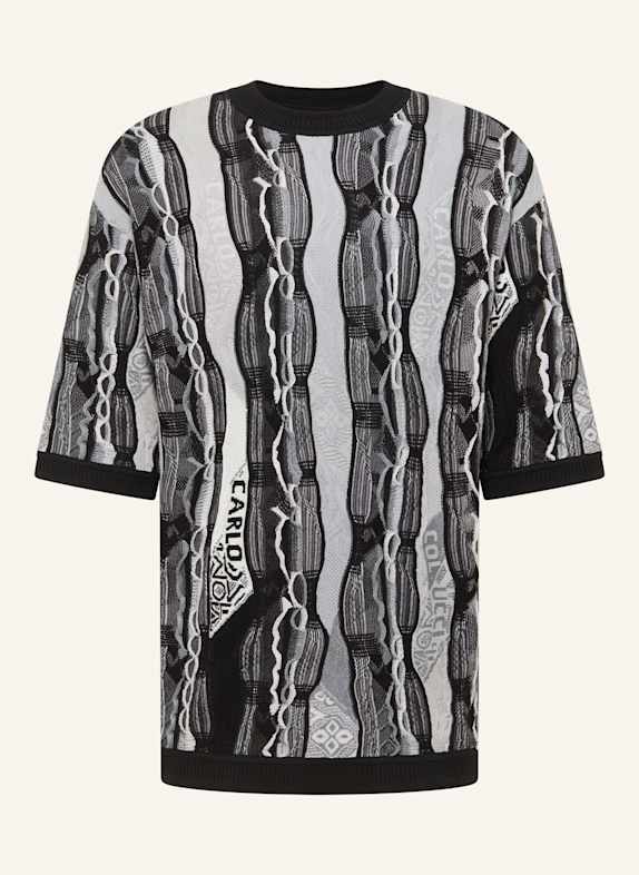 CARLO COLUCCI 3D Strick T-Shirt FAVETTA SCHWARZ/ GRAU