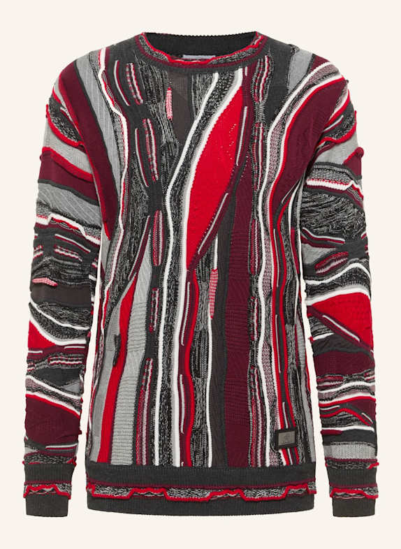 CARLO COLUCCI Strickpullover FAZIO DUNKELGRAU/ ROT
