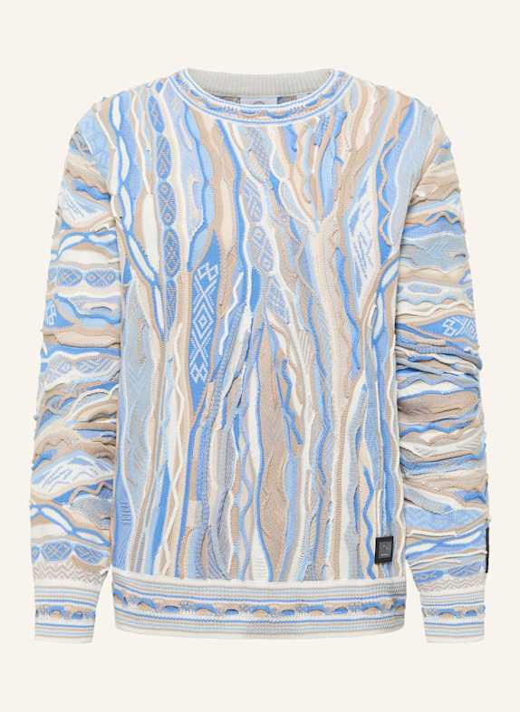 CARLO COLUCCI Jacquard Strickpullover FANTI HELLBLAU