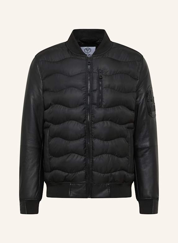 CARLO COLUCCI Herren Nylon Lederjacke FELLER SCHWARZ