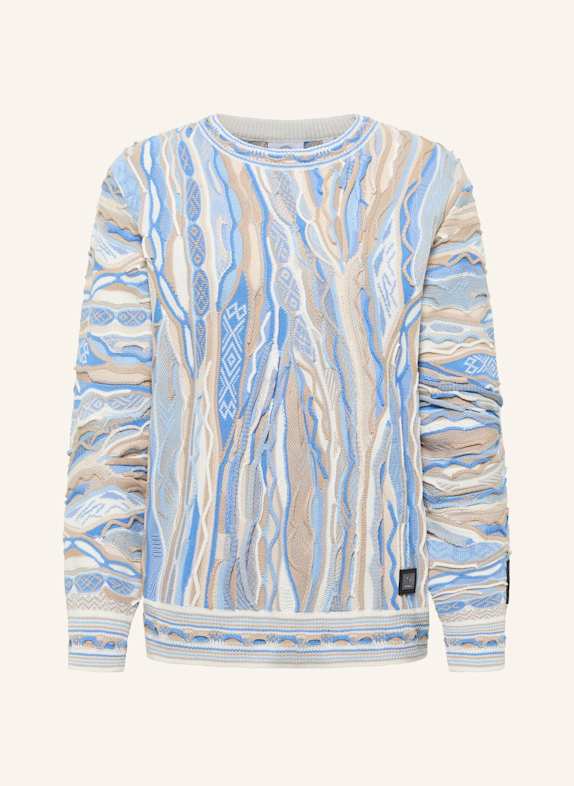 CARLO COLUCCI Jacquard Strickpullover FANTI HELLBLAU