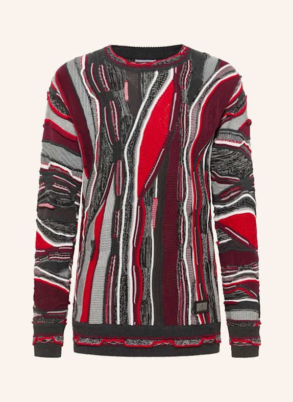 CARLO COLUCCI Strickpullover FAZIO DUNKELGRAU/ ROT