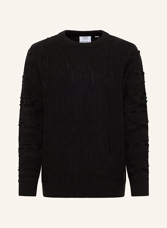 CARLO COLUCCI Unifarbener Strickpullover ESPOSINI SCHWARZ