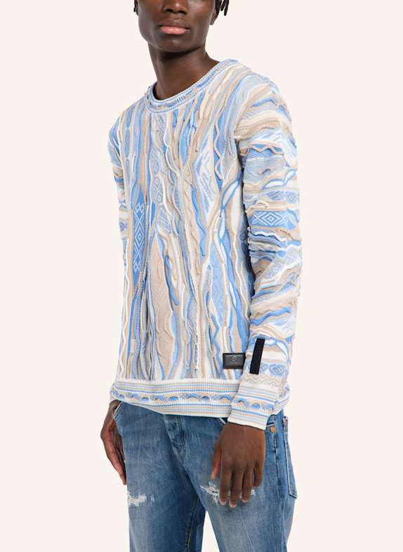 CARLO COLUCCI Jacquard Strickpullover FANTI HELLBLAU