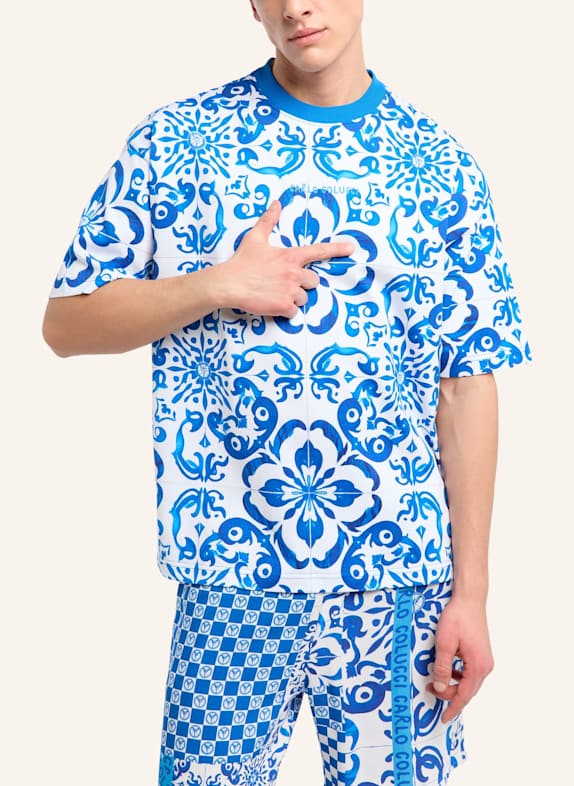 CARLO COLUCCI Oversize T-Shirt - Mosaic Legacy FEDI DUNKELBLAU