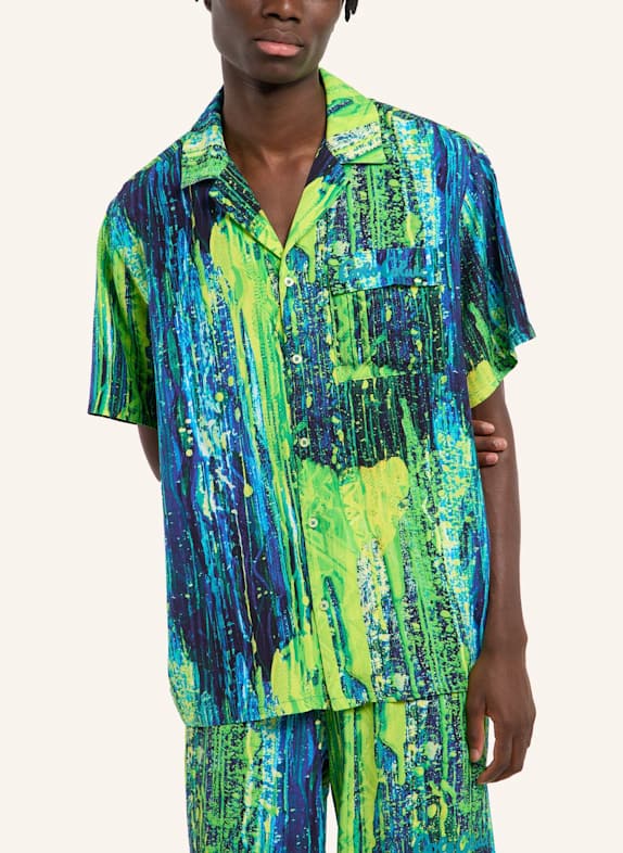 CARLO COLUCCI Bedrucktes Hemd - AI DRIP KNIT FASOLI DUNKELBLAU / GRAU